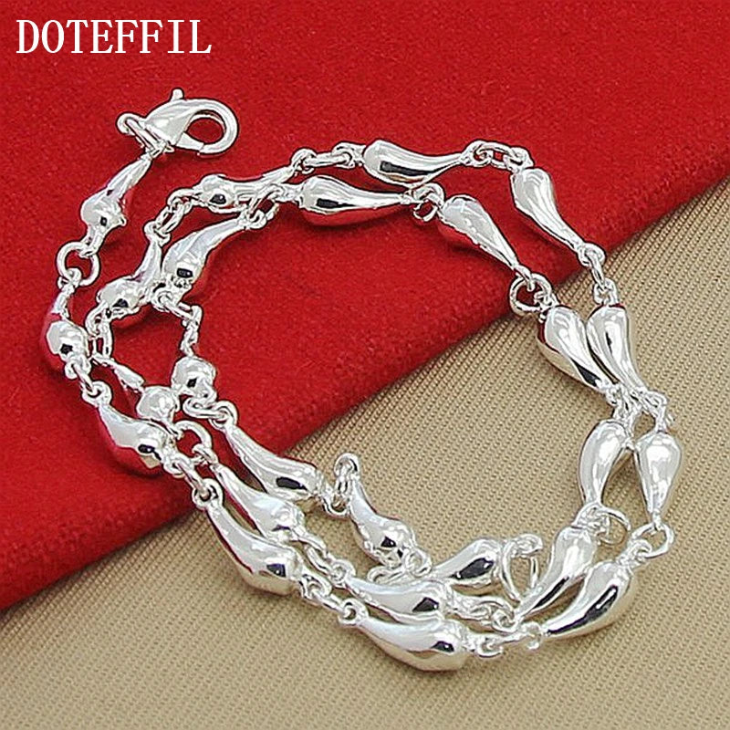 925 Silver Water Droplets 18" Necklace Wedding Jewelry