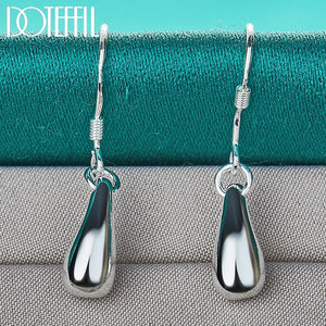925 Silver Water Droplets Drop Earrings Wedding Engagement Party Jewelry