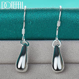 925 Silver Water Droplets Drop Earrings Wedding Engagement Party Jewelry