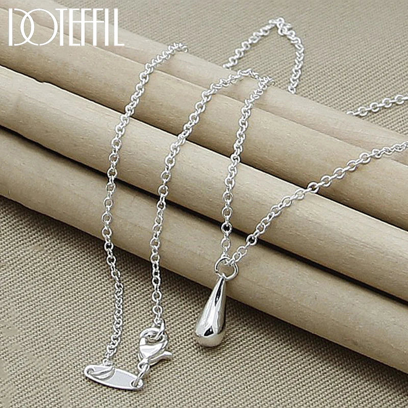 925 Silver Raindrops Pendant Necklace 18 Inch Chain