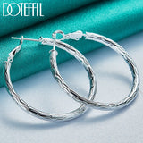 925 Silver Wave 40mm Hoop Earring Lady Gift