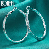 925 Silver Wave 40mm Hoop Earring Lady Gift