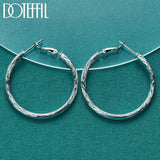 925 Silver Wave 40mm Hoop Earring Lady Gift
