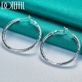 925 Silver Wave 40mm Hoop Earring Lady Gift