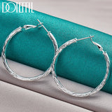 925 Silver Wave 40mm Hoop Earring Lady Gift