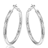 925 Silver Wave 40mm Hoop Earring Lady Gift
