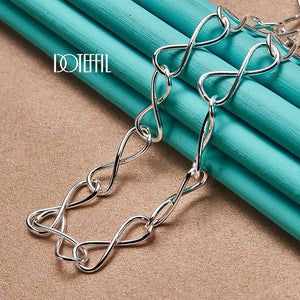 925 Silver Wave Chain OT Button Necklace Charm Wedding Jewelry