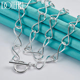 925 Silver Wave Chain OT Button Necklace Charm Wedding Jewelry