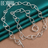 925 Silver Wave Chain OT Button Necklace Charm Wedding Jewelry
