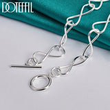 925 Silver Wave Chain OT Button Necklace Charm Wedding Jewelry