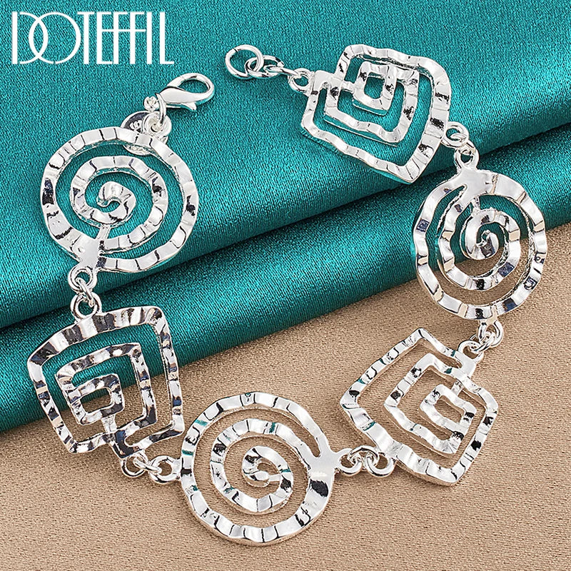 925 Sterling Silver Wave Whorl Bracelet Chain For Women