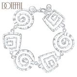 925 Silver Wave Whorl Bracelet Women Wedding Engagement