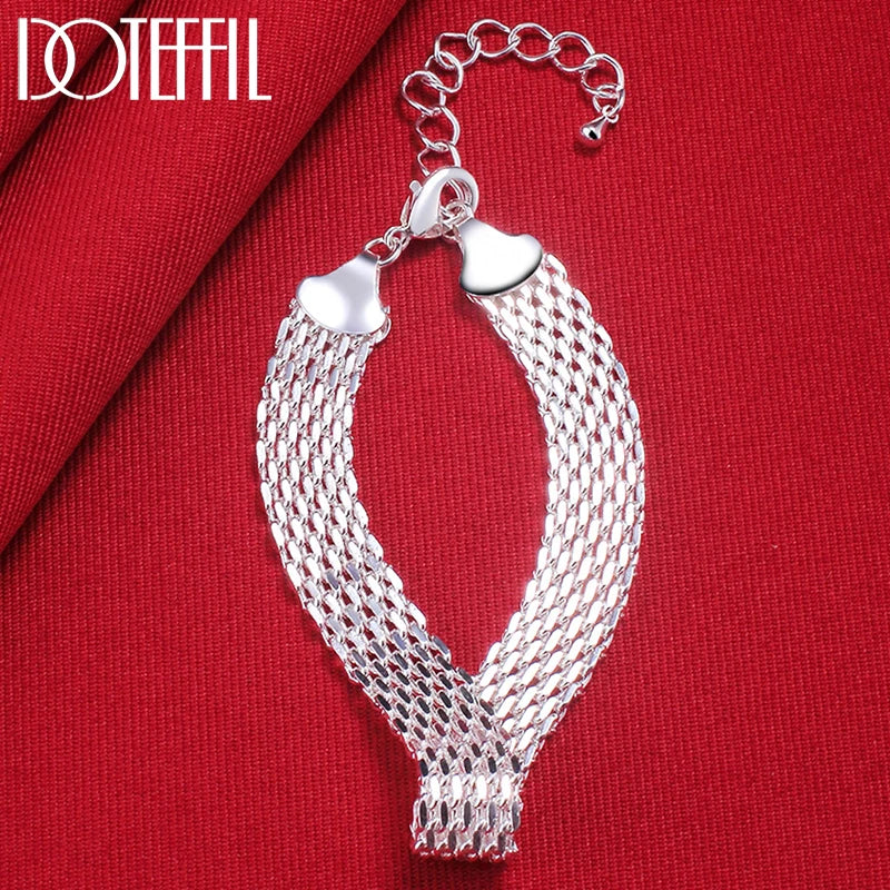 925 Sterling Silver Weave Bracelet Chain For Women Wedding