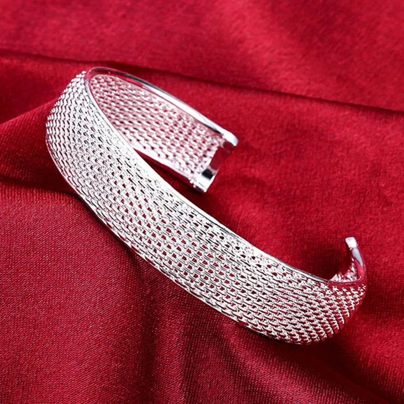925 Silver Web Bangle Bracelet Wedding Engagement Jewelry