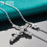 Sterling Silver Zircon Cross Necklace with 18-30 Inch Chain