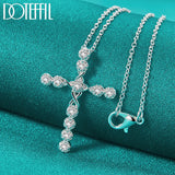 Sterling Silver Zircon Cross Necklace with 18-30 Inch Chain