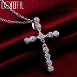 Sterling Silver Zircon Cross Necklace with 18-30 Inch Chain