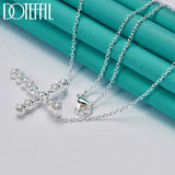 925 Silver Zircon Cross Necklace 18-30 Inch Chain Wedding Charm Jewelry