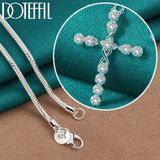 Sterling Silver Zircon Cross Necklace with 18-30 Inch Chain