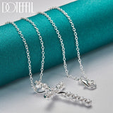 925 Silver Zircon Cross Necklace 18-30 Inch Chain Wedding Charm Jewelry