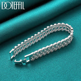 925 Silver Wide Wristband Bracelet Chain Wedding Jewelry