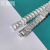925 Silver Wide Wristband Bracelet Chain Wedding Jewelry
