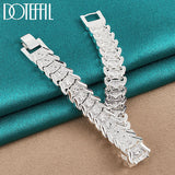 925 Silver Wide Wristband Bracelet Chain Wedding Jewelry