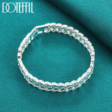 925 Silver Wide Wristband Bracelet Chain Wedding Jewelry
