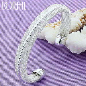 925 Silver Mesh Bangle Bracelet Wedding Charm Party Jewelry