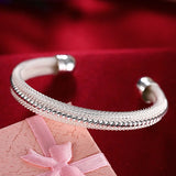 925 Silver Woven Mesh Bangle Bracelet Wedding Engagement Charm Party Jewelry