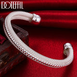 925 Silver Woven Mesh Bangle Bracelet Wedding Engagement Charm Party Jewelry