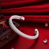 925 Silver Woven Mesh Bangle Bracelet Wedding Engagement Charm Party Jewelry