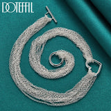 925 Silver Line Chain Heart Pendant Necklace Female Jewelry