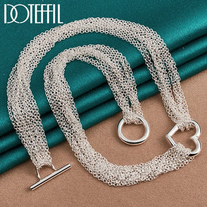 925 Silver Heart Pendant Necklace for Women Men