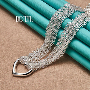 925 Silver Heart Pendant Necklace for Women Men