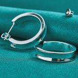 925 Sterling Silver Women Hoop Earrings Christmas Party Wedding Jewelry