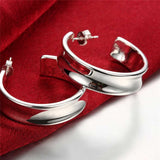 925 Sterling Silver Women Hoop Earrings Christmas Party Wedding Jewelry
