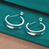 925 Sterling Silver Women Hoop Earrings Christmas Party Wedding Jewelry