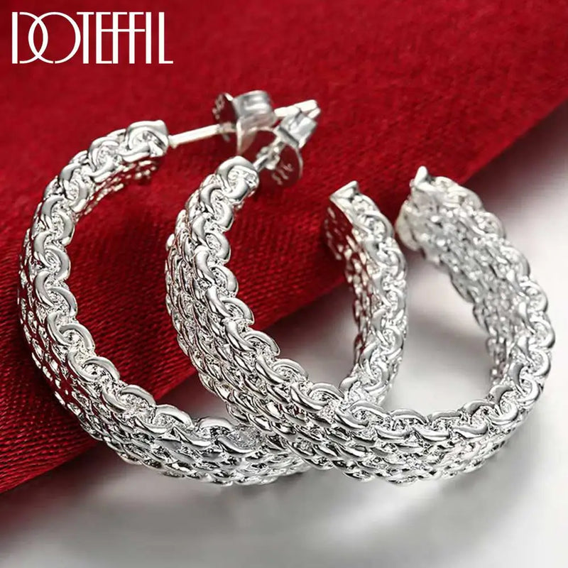 925 Silver Earrings Round Stud Earrings for Women Christmas Party Jewelry