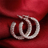 925 Silver Earrings Round Stud Earrings for Women Christmas Party Jewelry