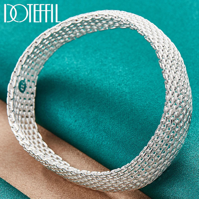 925 Sterling Silver Braided Bangle for Wedding Engagement Party