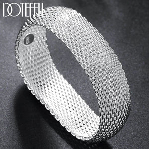 925 Silver Braided Bangle Wedding Engagement Bracelet