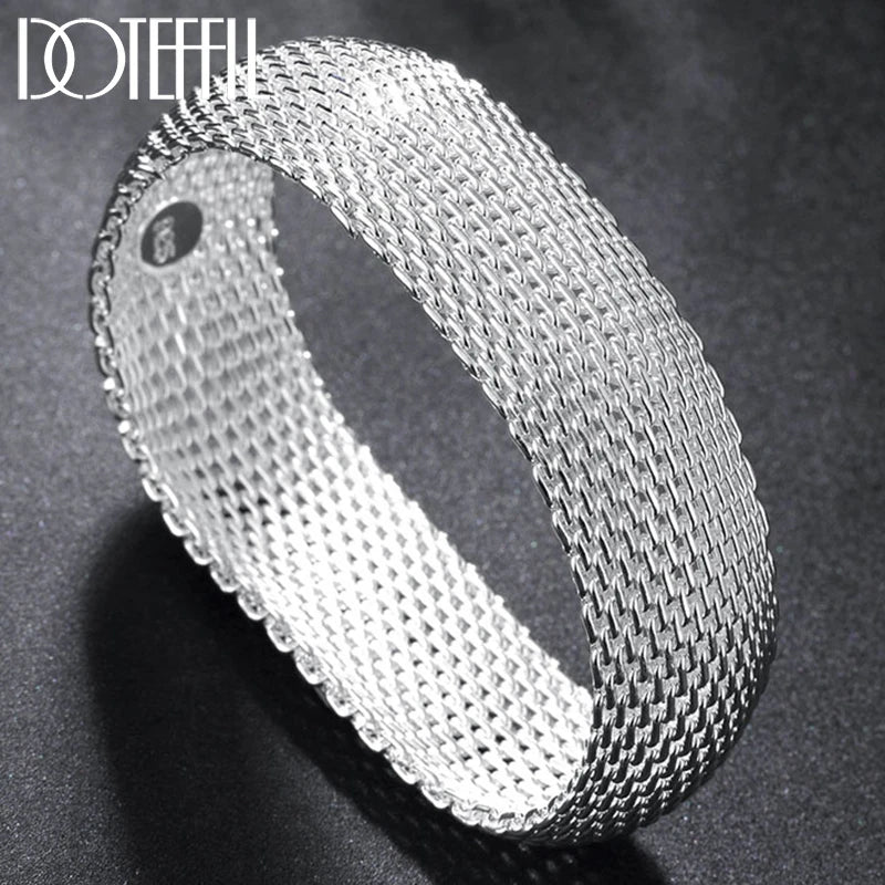 925 Silver Braided Bangle Wedding Engagement Bracelet