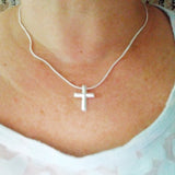 925 Silver Cross Necklace Pendant 18-Inch Chain Women Gift