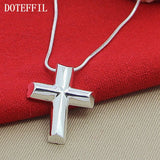 925 Silver Cross Necklace Pendant 18-Inch Chain Women Gift