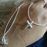 925 Silver Cross Necklace Pendant 18-Inch Chain Women Gift