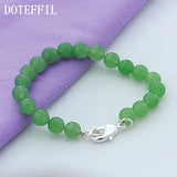 Green Agate Bracelet 925 Sterling Silver Buckle For Women