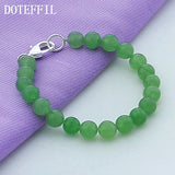 Green Agate Bracelet 925 Sterling Silver Buckle For Women