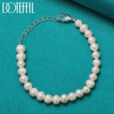 8mm Pearl Bracelet 925 Sterling Silver Buckle For Woman Charm