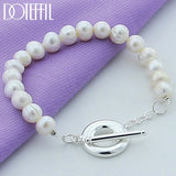 Natural Freshwater Pearl 925 Sterling Silver Bracelet For Women Wedding